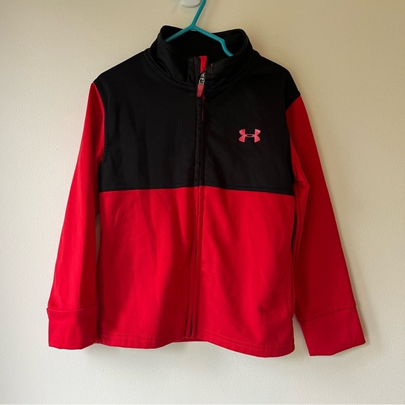 🌼 5/$25 Under Armour Kids Red Black Full Zip Sweater Size 4 FLAWED Play Daycare - Picture 1 of 11